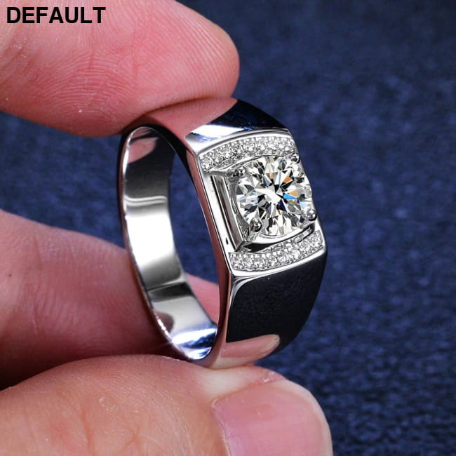 Men Ring 100% Genuine 1ct Shining Moissanite Rings Sterling Silver
