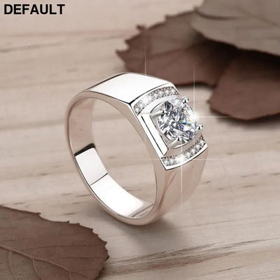 Men Ring 100% Genuine 1ct Shining Moissanite with Certificate Passed Diamond Test S925 Silver Jewelry Wedding Gift Rings