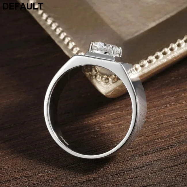 Men Ring 100% Genuine 1ct Shining Moissanite Rings Sterling Silver