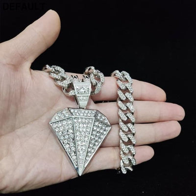 Men Women Hip Hop Iced Out Bling diamonds Pendant Necklace with 13mm Cuban Chain HipHop Necklaces Fashion Charm Jewelry