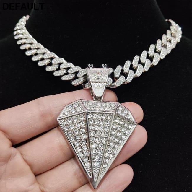 Men Women Hip Hop Iced Out Bling diamonds Pendant Necklace with 13mm Cuban Chain HipHop Necklaces Fashion Charm Jewelry