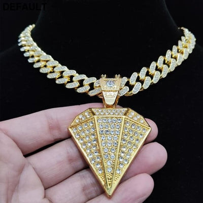 Men Women Hip Hop Iced Out Bling diamonds Pendant Necklace with 13mm Cuban Chain HipHop Necklaces Fashion Charm Jewelry