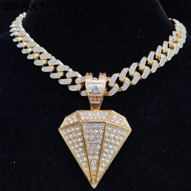 Men Women Hip Hop Iced Out Bling diamonds Pendant Necklace with 13mm Cuban Chain HipHop Necklaces Fashion Charm Jewelry