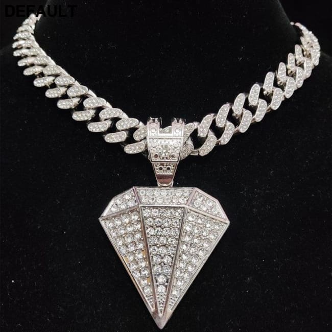 Men Women Hip Hop Iced Out Bling diamonds Pendant Necklace with 13mm Cuban Chain HipHop Necklaces Fashion Charm Jewelry