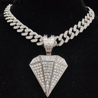 Men Women Hip Hop Iced Out Bling diamonds Pendant Necklace with 13mm Cuban Chain HipHop Necklaces Fashion Charm Jewelry