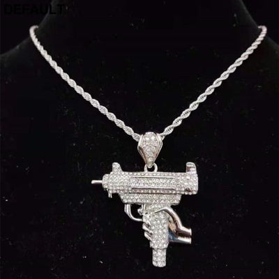 Men Women Hip Hop Iced Out Bling submachine gun Pendant Necklace 13mm Miami Cuban Chain HipHop Necklaces Fashion Charm