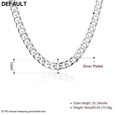 Men’s 24 ’’ 60cm 10mm N925 Sterling Silver color Necklace 115g Solid Snake Chain N011 Gift Pouches Men Necklaces