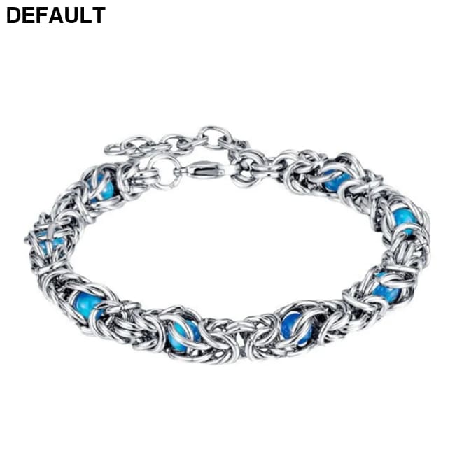 Men’s Bracelet Hip Hop Blue Beads Stainless Steel Chain for Men 01 / 22.5cm / sapphire Bracelets