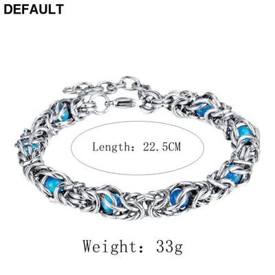 Men’s Bracelet Hip Hop Blue Beads Stainless Steel Chain for Men 01 / 22.5cm / sapphire Bracelets