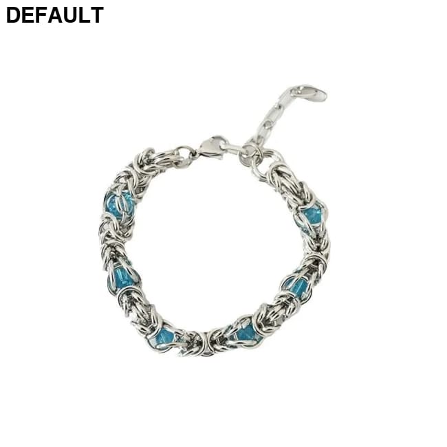 Men’s Bracelet Hip Hop Blue Beads Stainless Steel Chain for Men 01 / 22.5cm / sapphire Bracelets