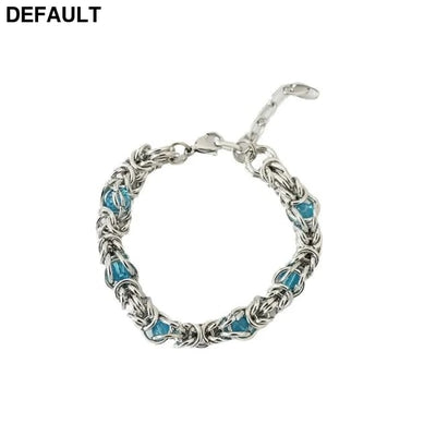 Men’s Bracelet Hip Hop Blue Beads Stainless Steel Chain for Men 01 / 22.5cm / sapphire Bracelets
