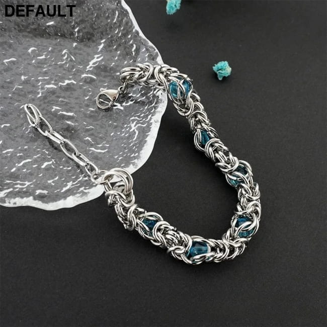 Men’s Bracelet Hip Hop Blue Beads Stainless Steel 01 / 22.5cm / sapphire Men Bracelets Best Selling Products