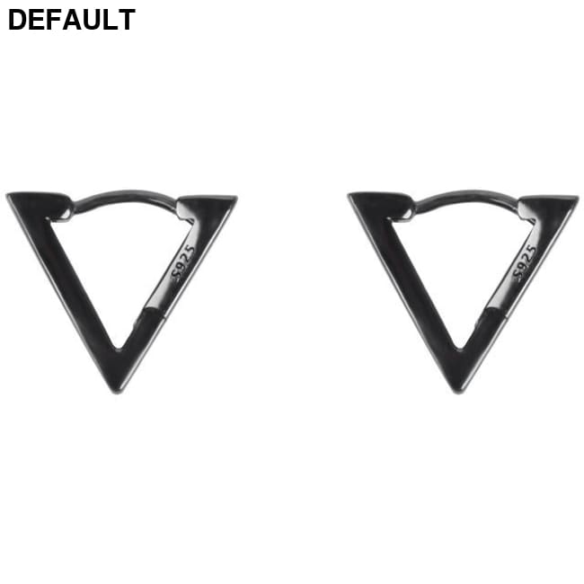 Men’s Clip-on Triangle Sterling Silver Earrings Black Men