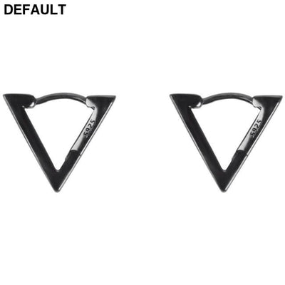 Men’s Clip-on Triangle Sterling Silver Earrings Black Men
