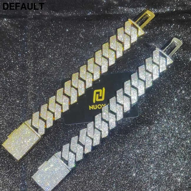 Mens Cuban Link Chain Bracelet Gold Plated Bling Miami Prong Set Diamond for Men 25MM Iced Out Hip Hop Jewelry Bracelets