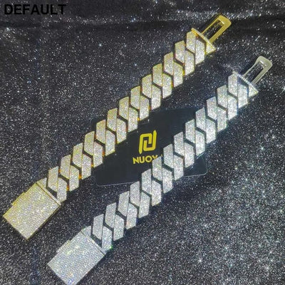 Mens Cuban Link Chain Bracelet Gold Plated Bling Miami Prong Set Diamond for Men 25MM Iced Out Hip Hop Jewelry Bracelets