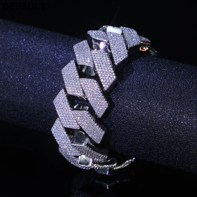 Mens Cuban Link Chain Bracelet Gold Plated Bling Miami Prong Set Diamond for Men 25MM Iced Out Hip Hop Jewelry Bracelets