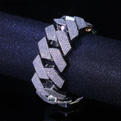 Mens Cuban Link Chain Bracelet Gold Plated Bling Miami Prong Set Diamond for Men 25MM Iced Out Hip Hop Jewelry Bracelets