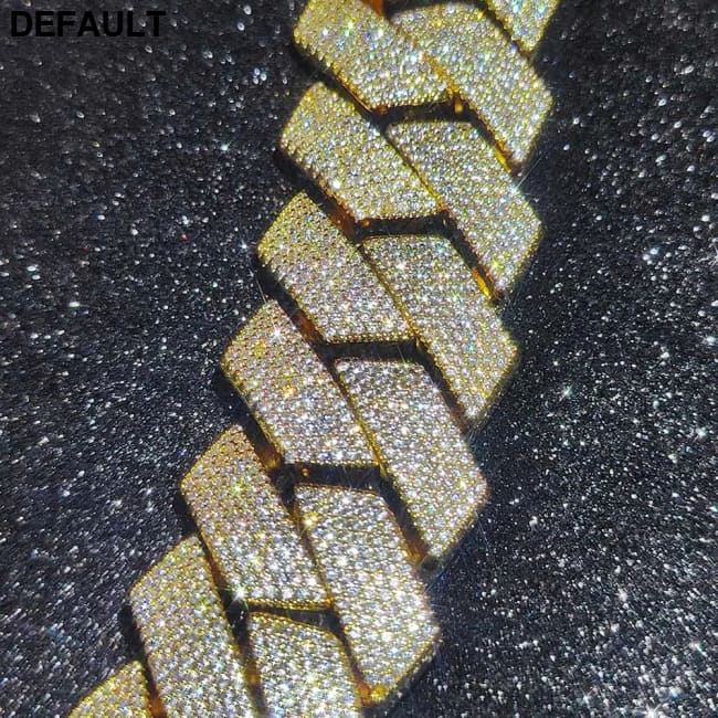 Mens Cuban Link Chain Bracelet Gold Plated Bling Miami Prong Set Diamond for Men 25MM Iced Out Hip Hop Jewelry Color