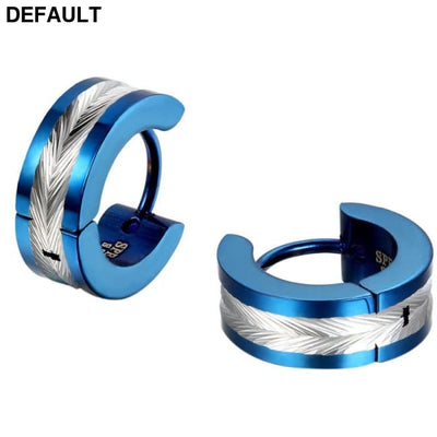 Men’s Electric Color Stainless Steel Titanium Stud Earrings - European & American Fashion Clip-On Blue Men