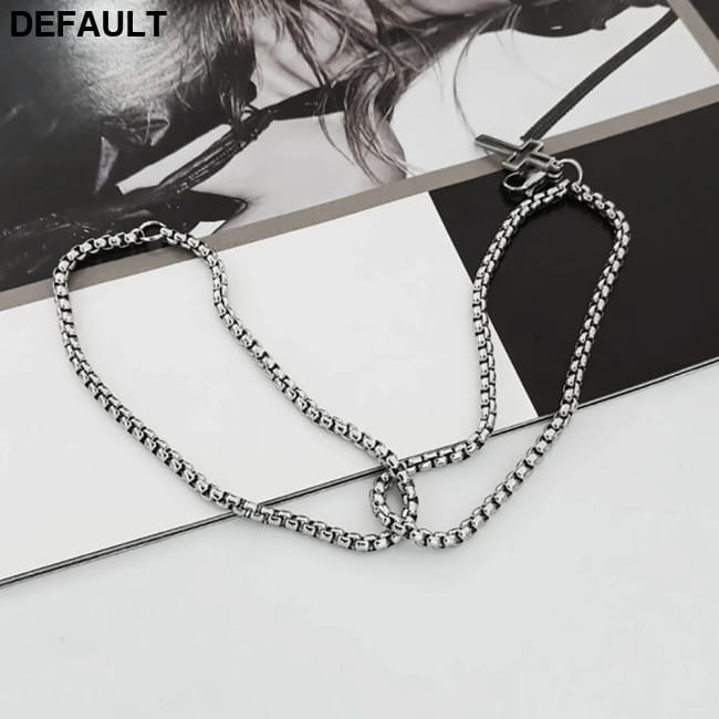 Men’s Fashion Double Chain Cross Hollow Wrist Bracelets silvery / 20cm Men