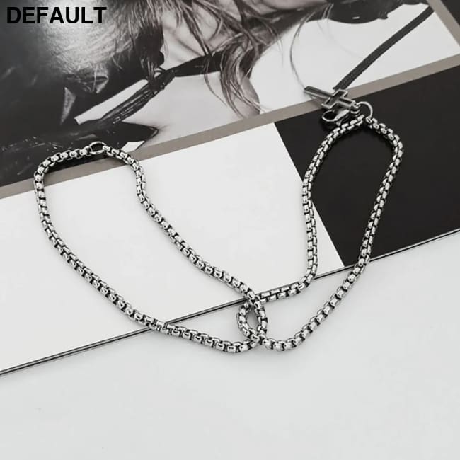 Men’s Fashion Double Chain Cross Hollow Wrist Bracelets Lobster Claw Clasp Stainless Steel Bracelet Hip Hop Punk Party