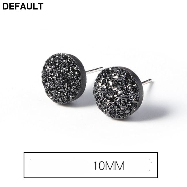 Men’s Fashion Simple Temperament Silver Earrings 10mm / Black Men