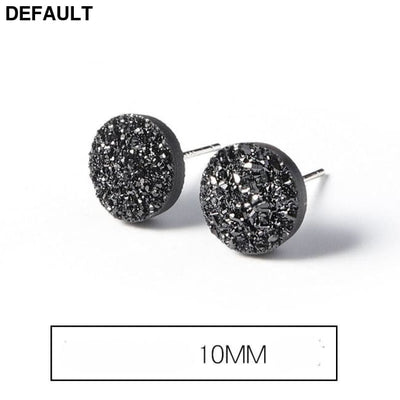 Men’s Fashion Simple Temperament Silver Earrings 10mm / Black Men