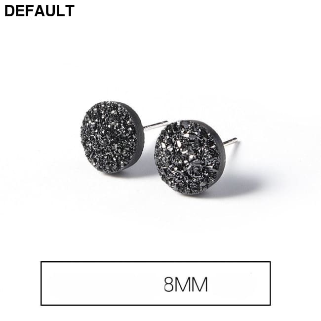 Men’s Fashion Simple Temperament Silver Earrings 8mm / Black Men