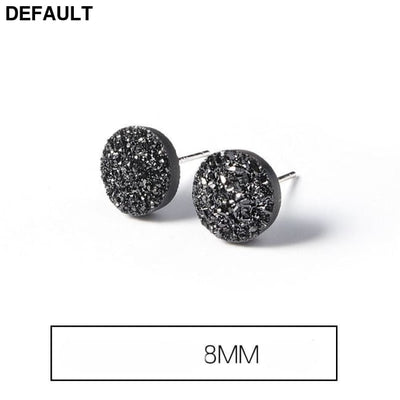 Men’s Fashion Simple Temperament Silver Earrings 8mm / Black Men