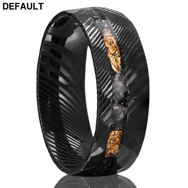 Men’s Hammered Black Damascus Steel Ring 8mm D0006M / 7.5 Men Rings
