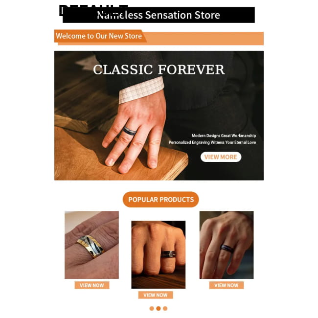 Men’s Hammered Black Damascus Steel Ring 8mm Men Rings