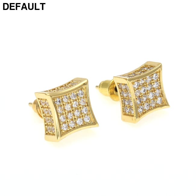 Men’s Hip Hop Micro-zircon-encrusted Stud Earrings Gold Men