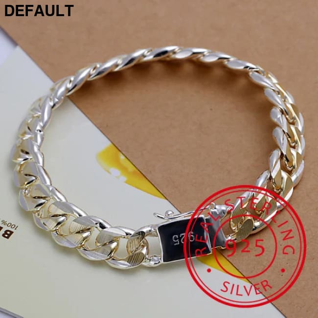 Men’s Jewelry Bracelet Pulseras 925 Silver 10mm Width 21cm Thick Exquisite Fashion Women’s Fine Men Bracelets
