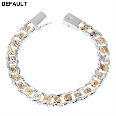 Men’s Jewelry Bracelet Pulseras 925 Silver 10mm Width 21cm Thick Exquisite Fashion Women’s Fine Men Bracelets