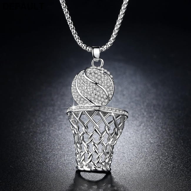 Men’s Necklace Ice Gold Basketball And Hoop Men Necklaces