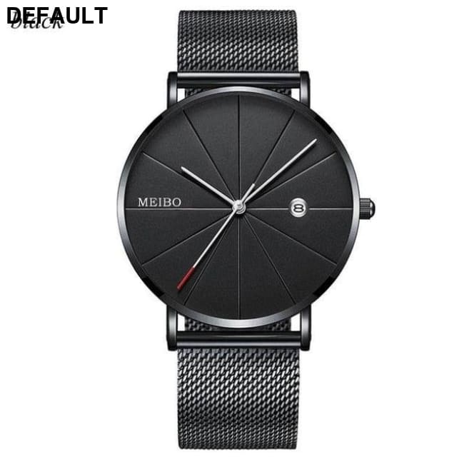Men’s Quartz Mesh Watch: Sleek Style! Black Men Sport Watches