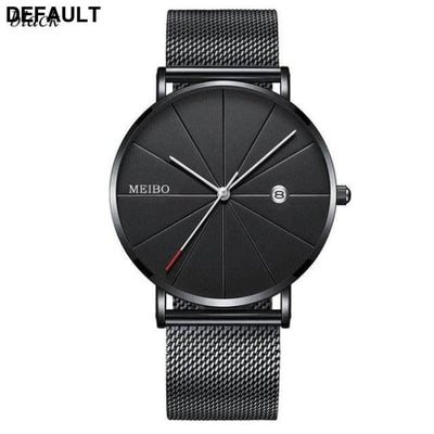 Men’s Quartz Mesh Watch: Sleek Style! Black Men Sport Watches