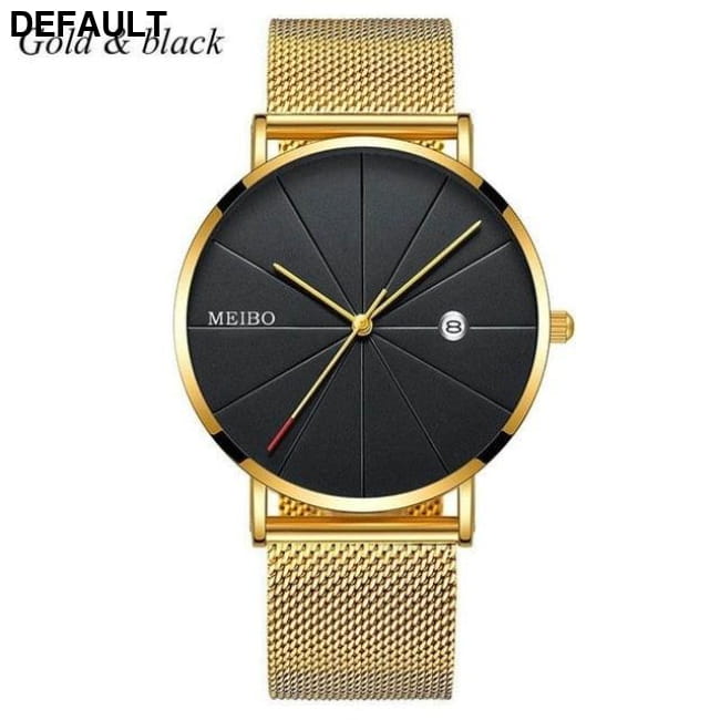 Men’s Quartz Mesh Watch: Sleek Style! GoldBlack Men Sport Watches Best Selling Products