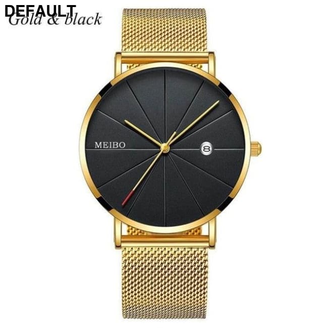 Men’s Quartz Mesh Watch: Sleek Style! GoldBlack Men Sport Watches