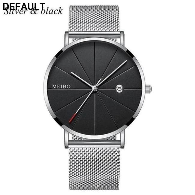 Men’s Quartz Mesh Watch: Sleek Style! SilverBlack Men Sport Watches