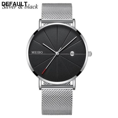 Men’s Quartz Mesh Watch: Sleek Style! SilverBlack Men Sport Watches