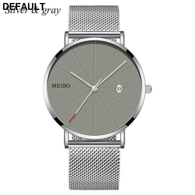 Men’s Quartz Mesh Watch: Sleek Style! SilverGray Men Sport Watches