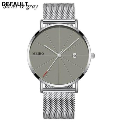 Men’s Quartz Mesh Watch: Sleek Style! SilverGray Men Sport Watches