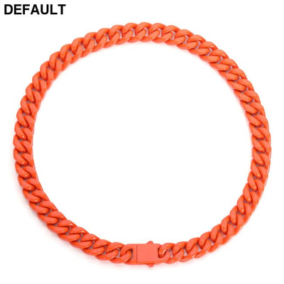 Men’s Stainless Steel Colorfast Jewelry Necklace Orange Men Necklaces Sterling Silver