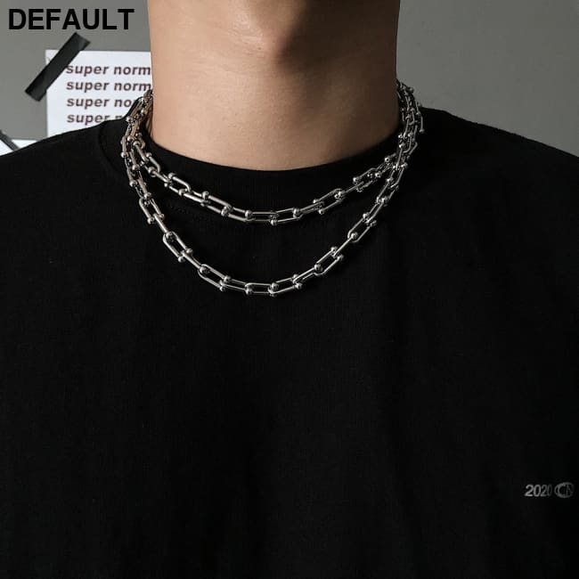 Men’s U-shaped Spliced Clavicle Necklace Men Necklaces Sterling Silver