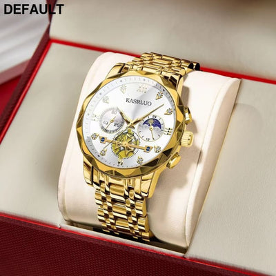 Men’s Watches New High-Value Premium Luminous Business High-end Edition Fashion Casual Luxury Quartz Watch Glod-white