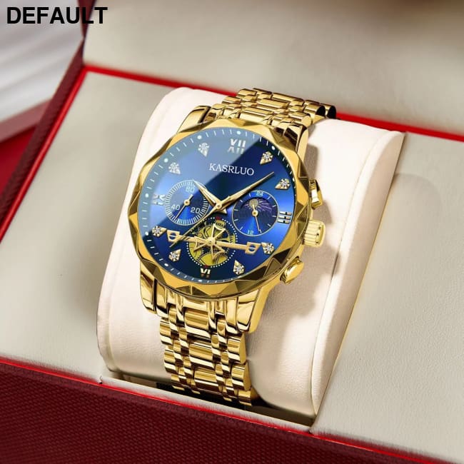 Men’s Watches New High-Value Premium Luminous Business High-end Edition Fashion Casual Luxury Quartz Watch Gold-blue