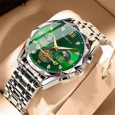 Men’s Watches New High-Value Premium Luminous Business High-end Edition Fashion Casual Luxury Quartz Watch Silver-green