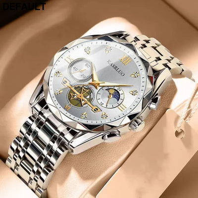 Men’s Watches New High-Value Premium Luminous Business High-end Edition Fashion Casual Luxury Quartz Watch Silver-white
